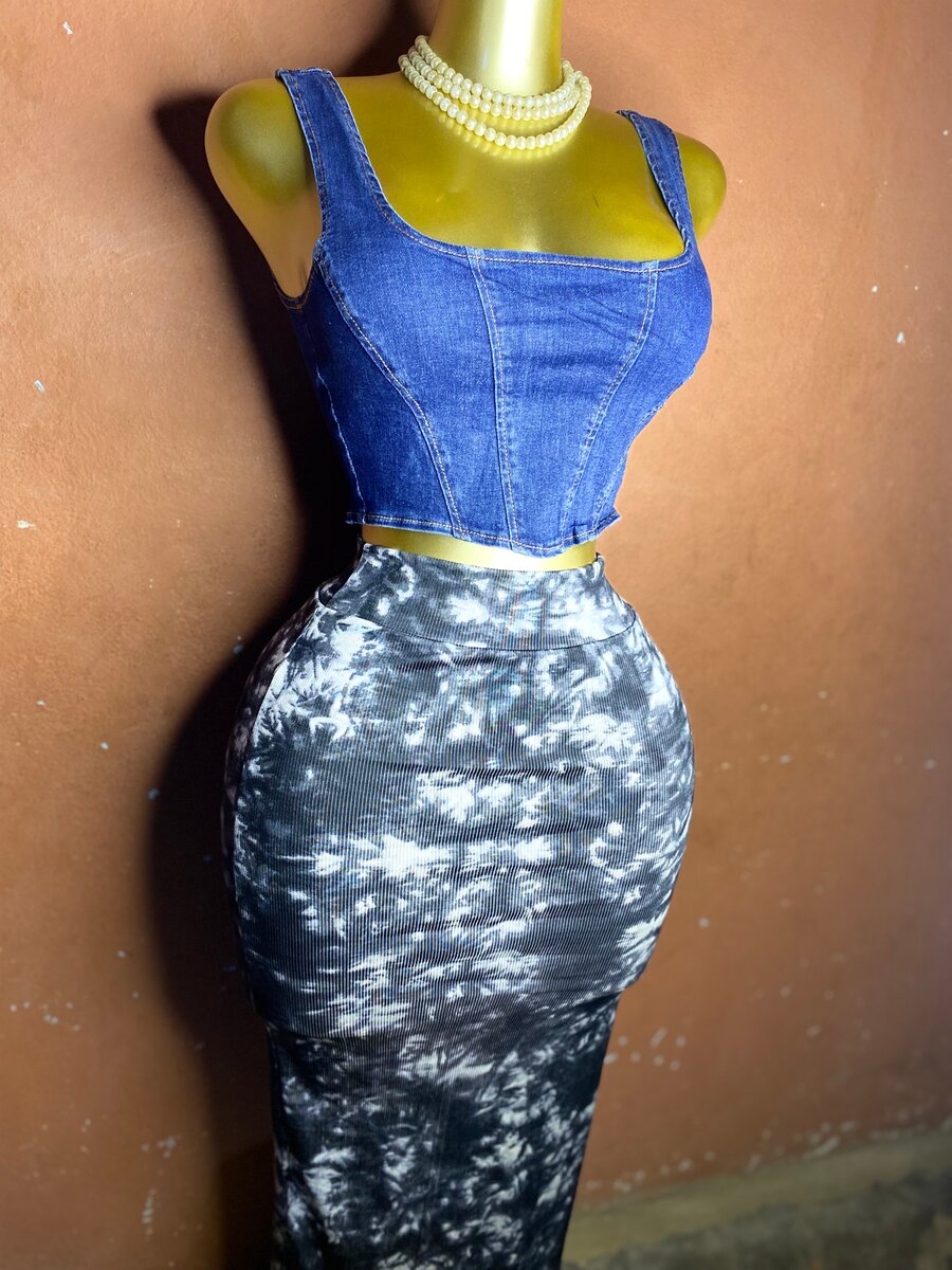 Ensemble top en jean et jupe