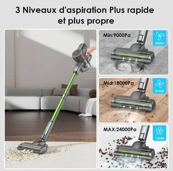 Aspirateur sans fil puissant 24000Pa