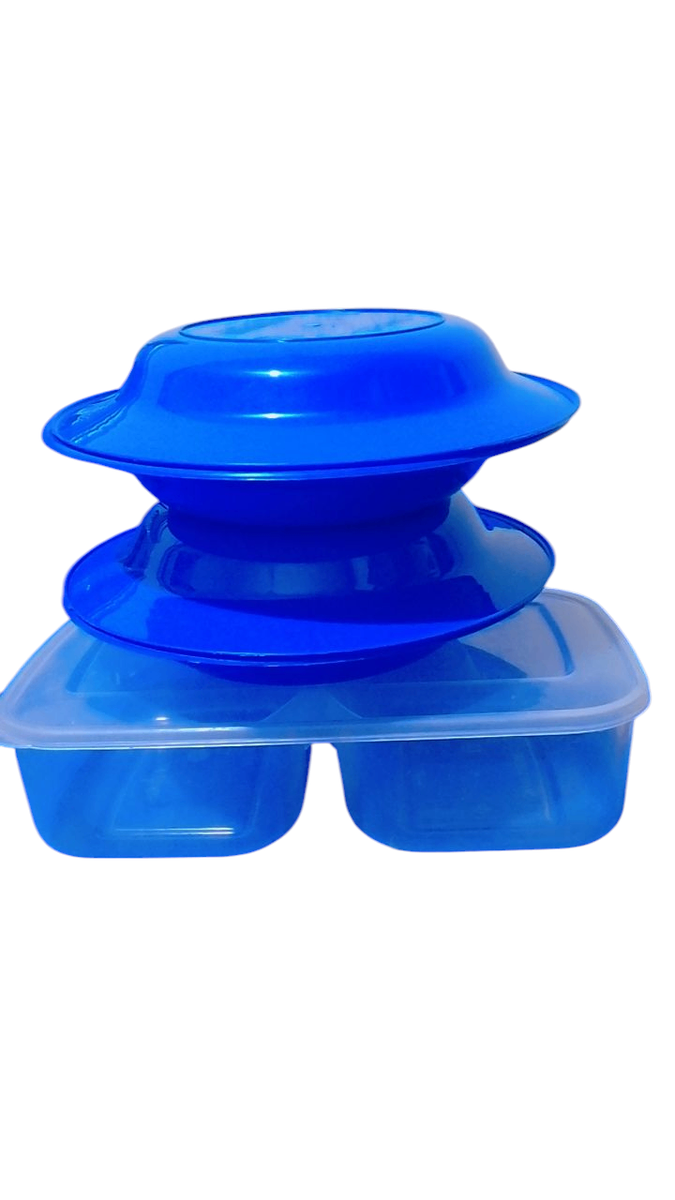 Gamelle et assiettes bleu