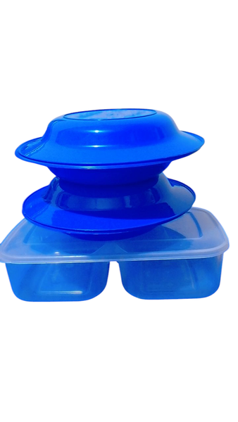 Gamelle et assiettes bleu