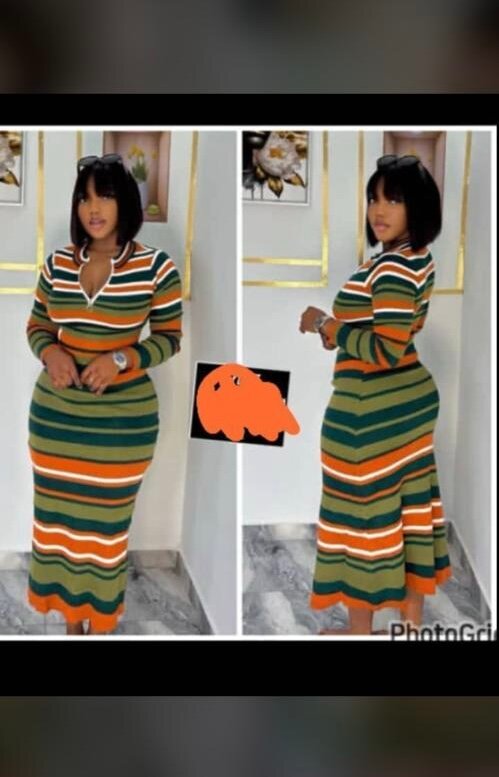 Robe longue rayée élégante