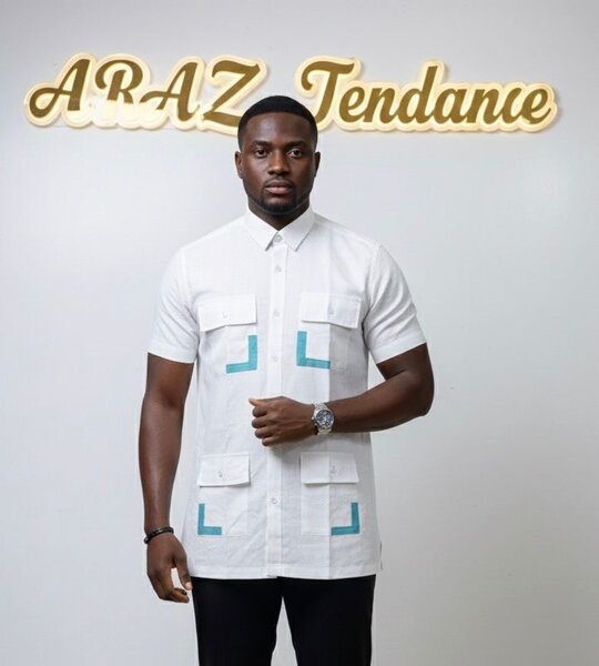 Chemise blanche à motifs