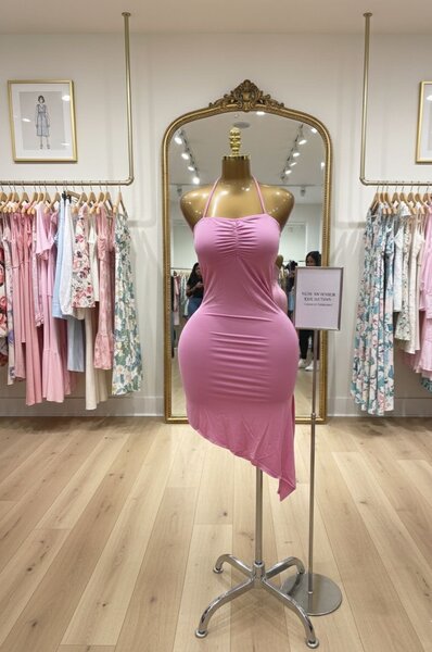 Robe rose asymétrique pour femme
