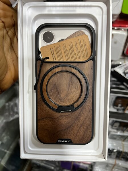 Coque en bois pour iPhone avec support