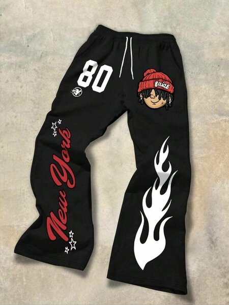 Pantalon noir homme graphique