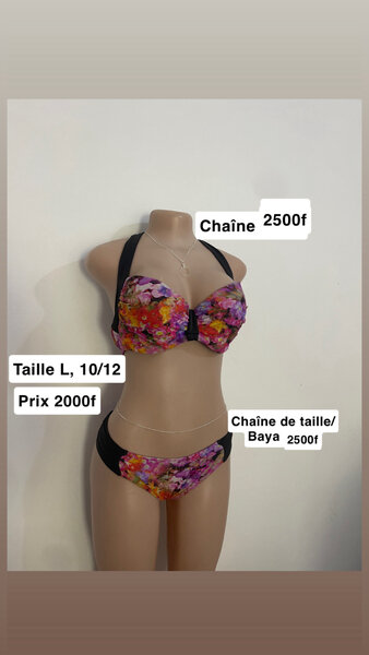 Floral Bikini Set with Chain