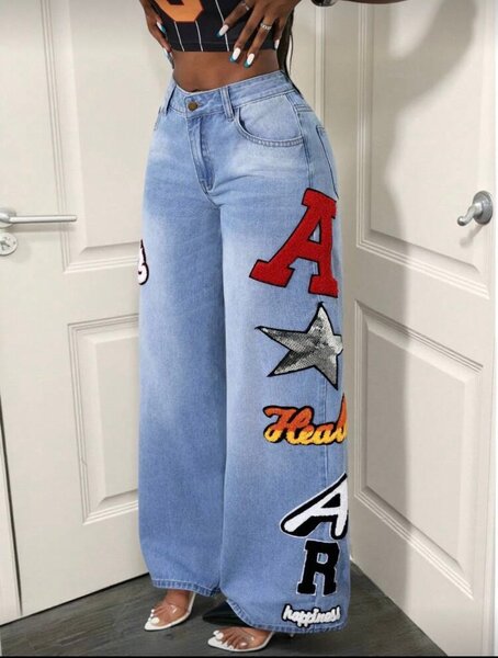 Jeans larges pour femme personnalisés