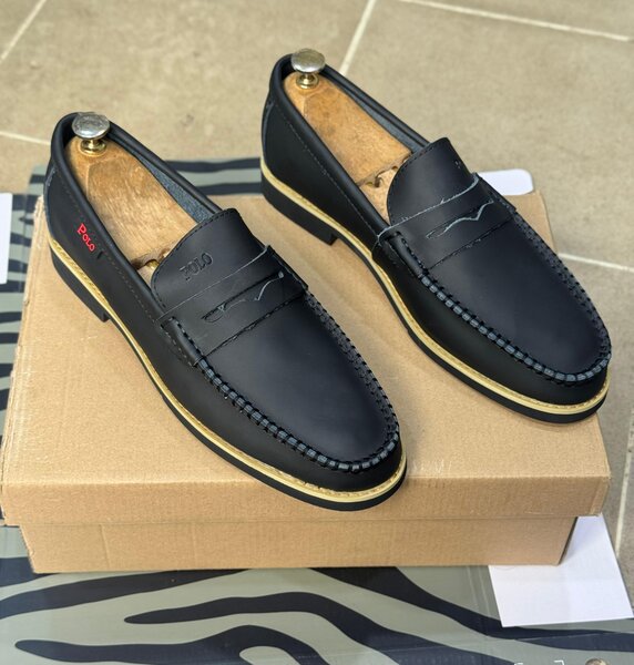 Mocassins en cuir noir Polo