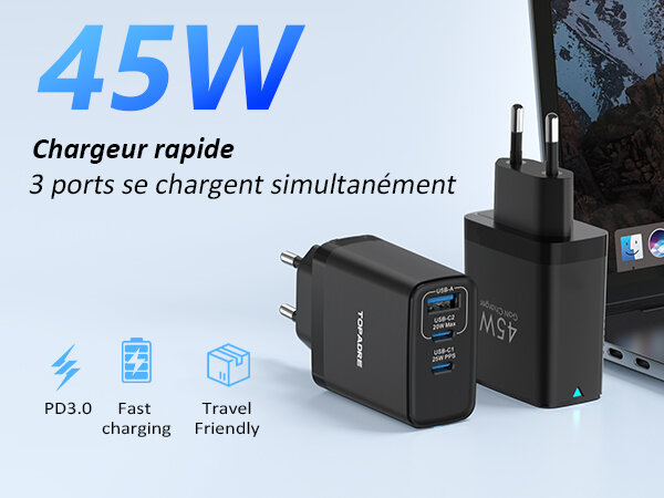 GULFY Chargeur USB rapide 45W