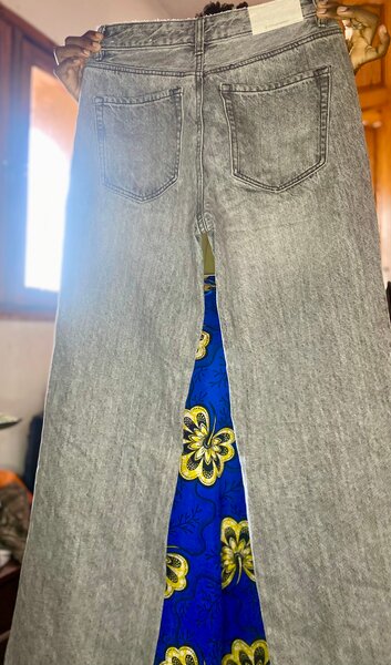 Jean évasé gris femme gros bas