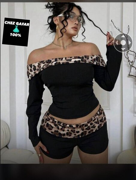 Ensemble Off-Shoulder Léopard