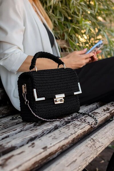 Sac à main tricoté femme