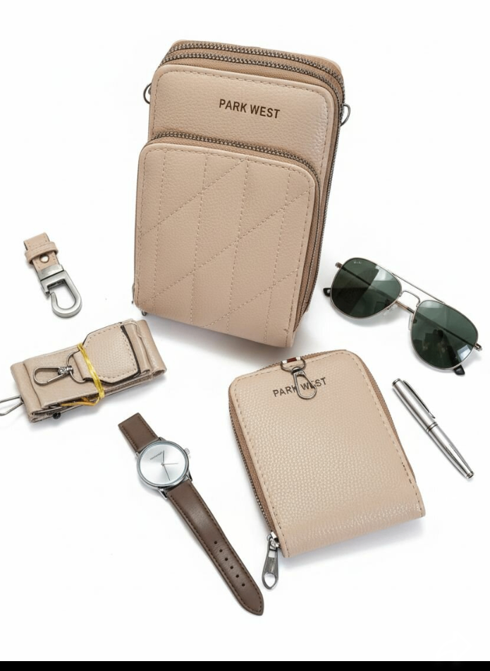Pochette en Cuir Beige Park West