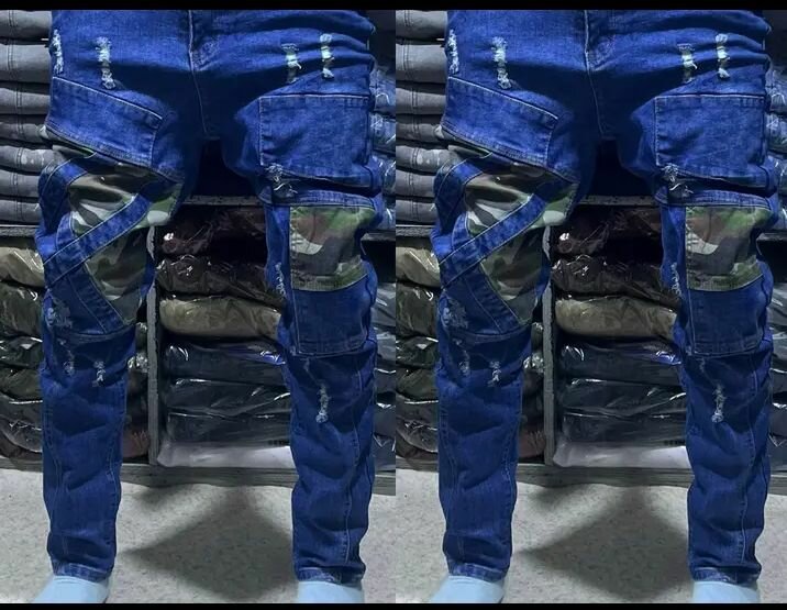 Jeans cargo en denim décontracté