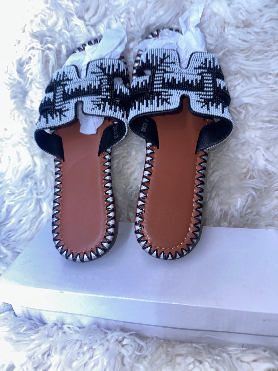 Sandales tissées en cuir