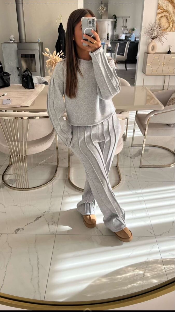 Ensemble décontracté gris femme