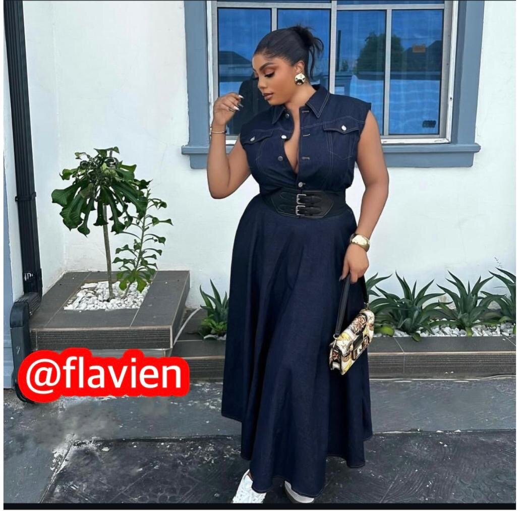 Robe Denim Élégante Femme