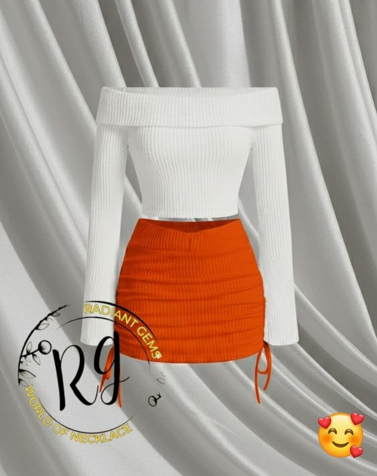 Set tendance haut et jupe côtelée