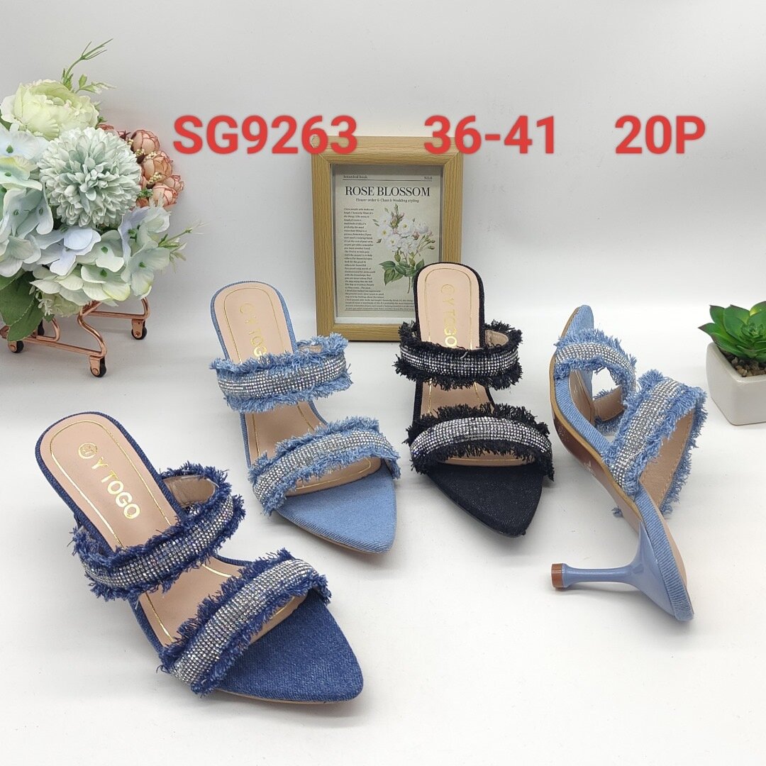 Sandales à talons en denim