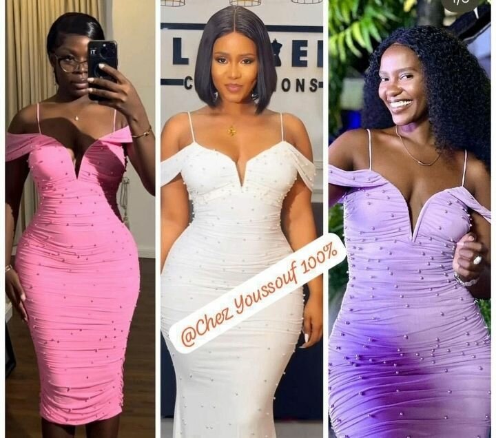 Robe élégante perles épaules