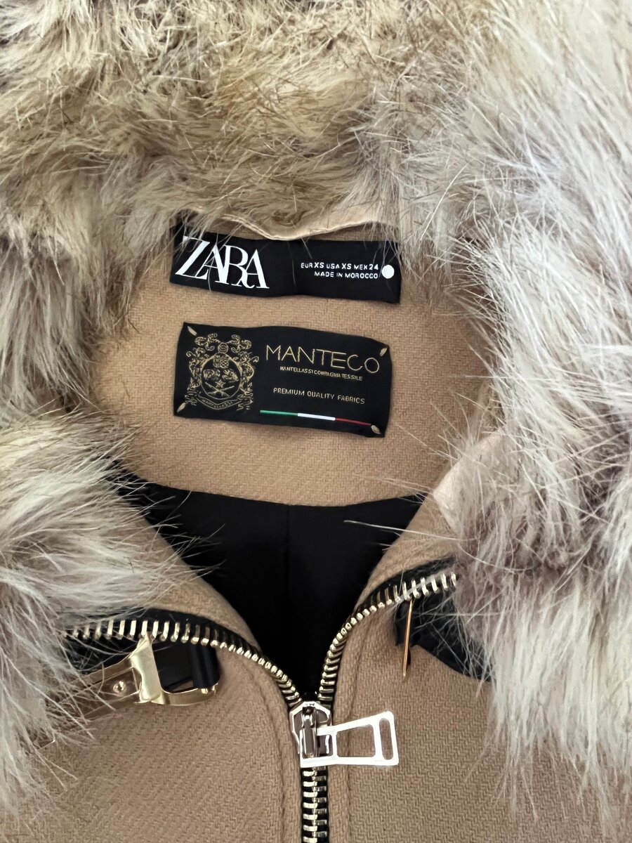 Manteau long en laine beige ZARA