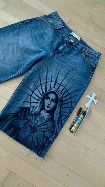 Short en jean imprimé unique