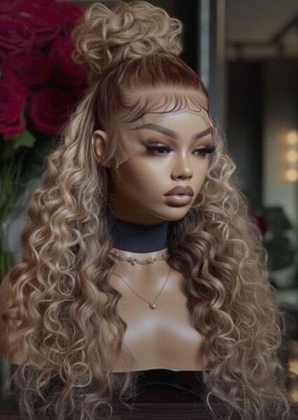 Perruque en dentelle ondulée