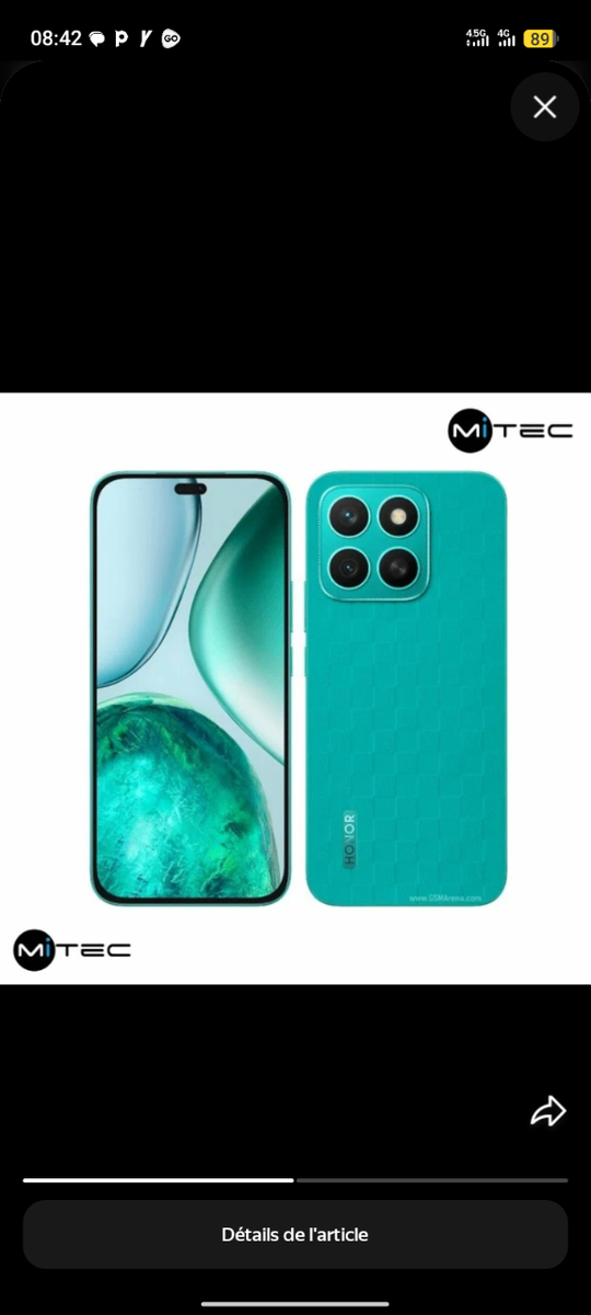 Smartphone Mitec Honor Vert