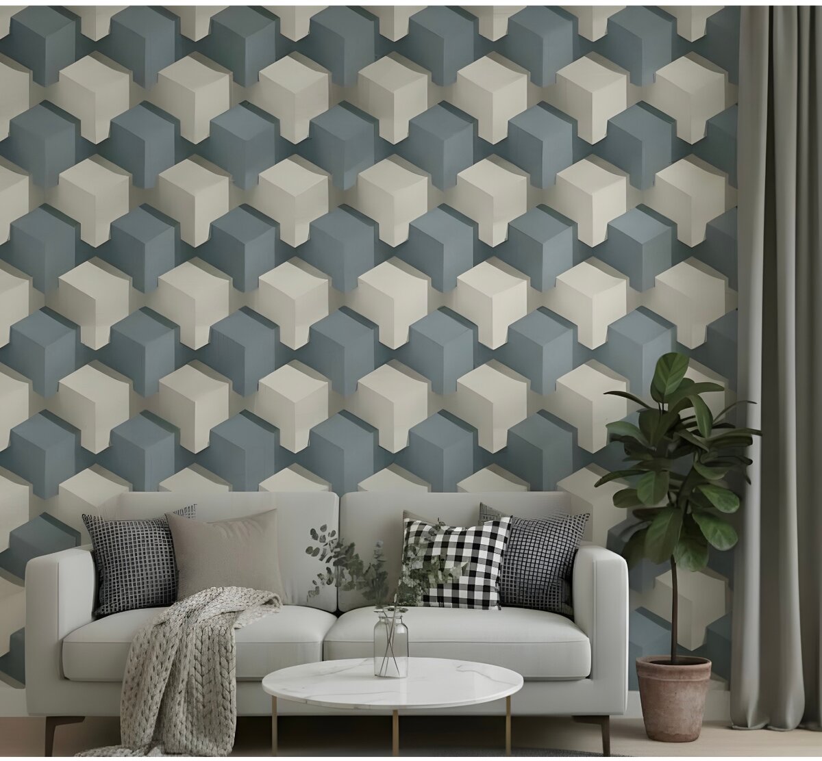 Papier peint géométrique 3D
