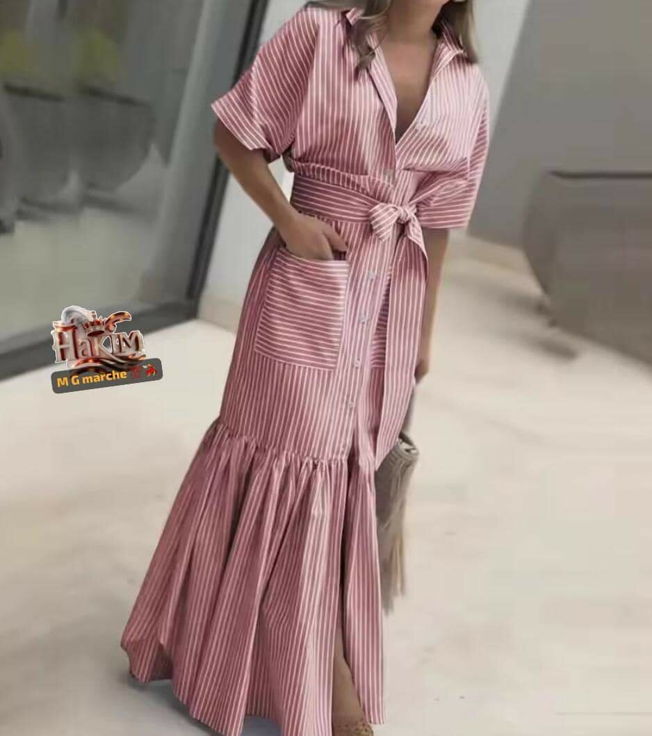 Robe longue rayée élégante