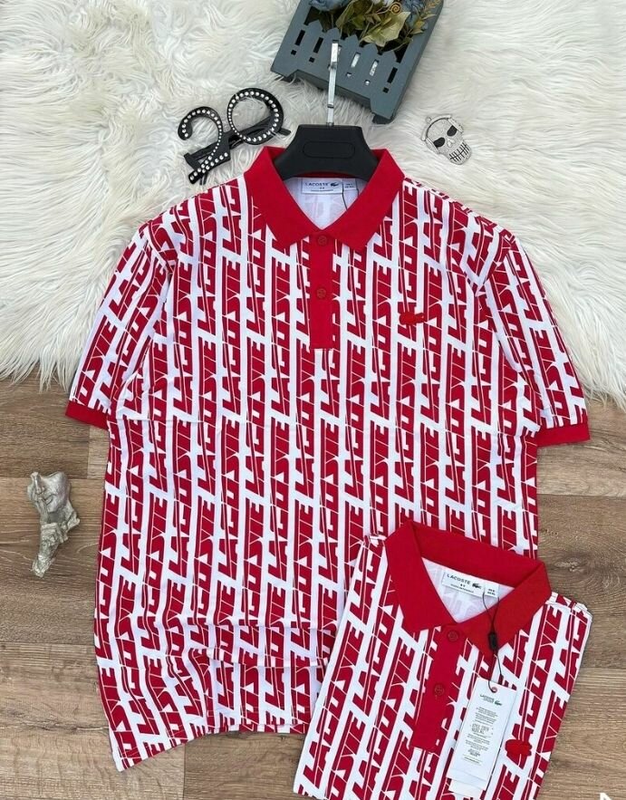 Polo à motif rouge et blanc