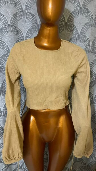 Top court beige à manches longues