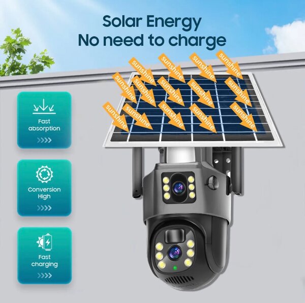 Caméra de surveillance solaire extérieure