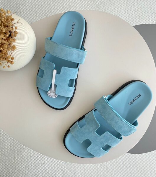 Sandales en cuir bleu