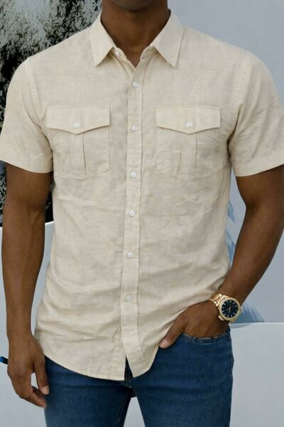 Chemise beige clair uni