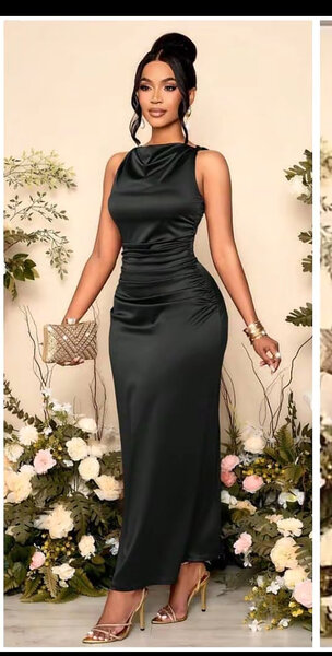 Robe longue en satin