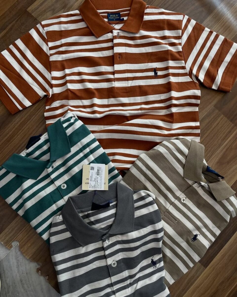 Polos rayés en coton casual