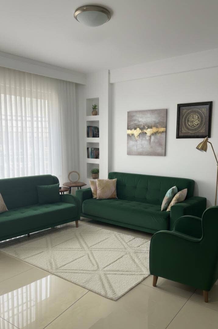 Canapé vert moderne confortable