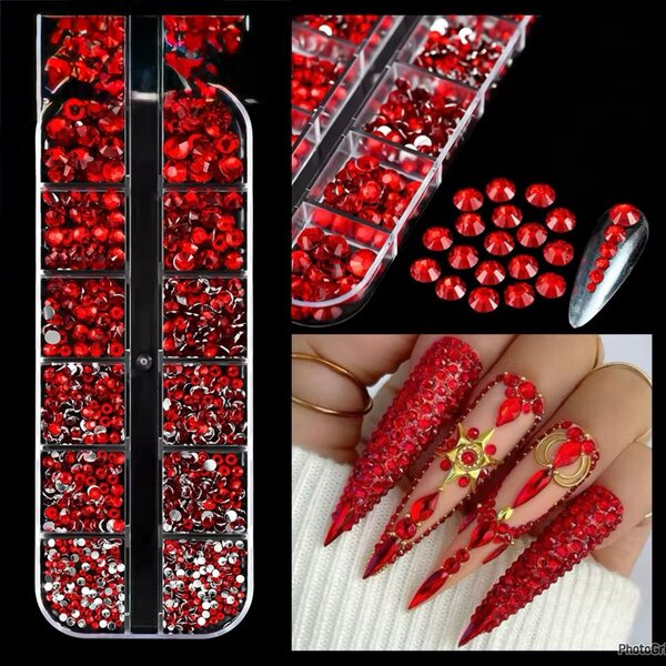 Strass rouges pour ongles