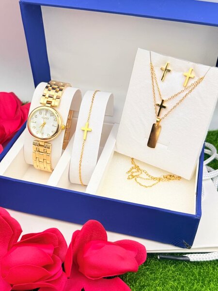 Coffret Montre et Bijoux Doré