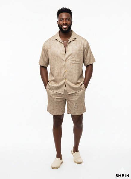 Ensemble chemise et short beige