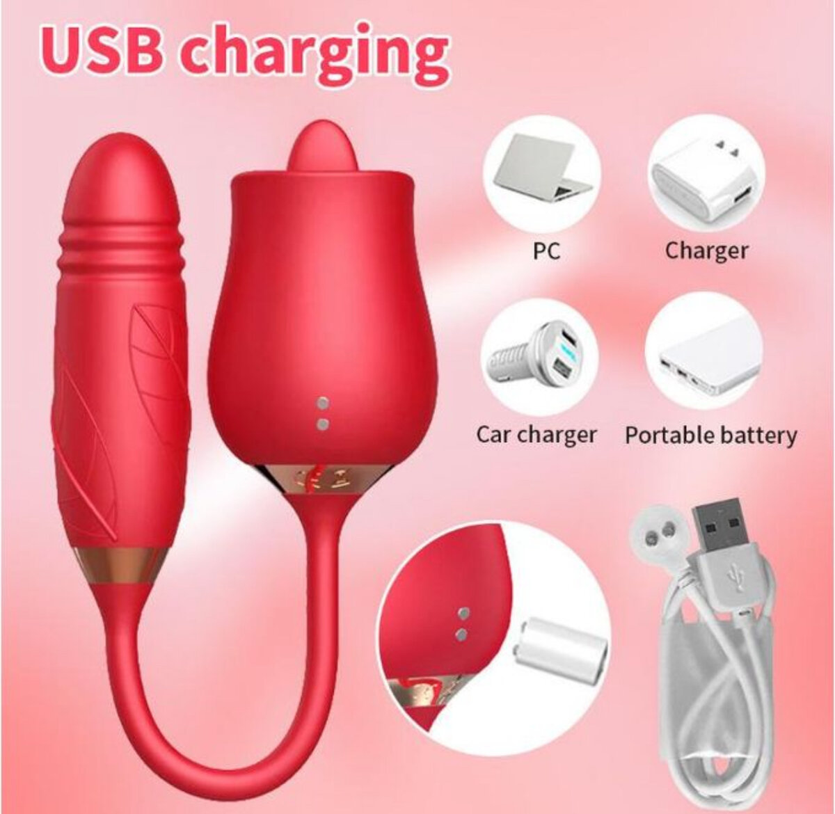 Vibromasseur couple rose avec télécommande