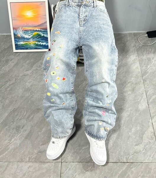 Jeans décontracté brodé