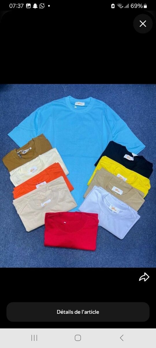 Lot de t-shirts colorés