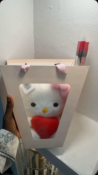 Peluche Hello Kitty avec rose rouge