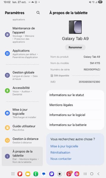 Tablette Galaxy Tab A9