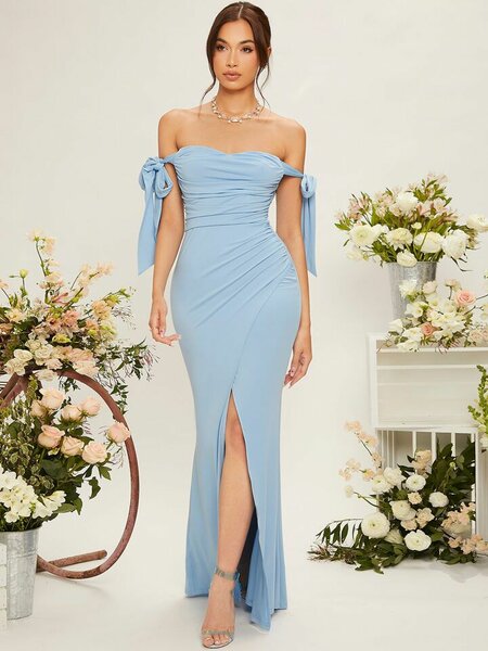Robe de soirée bleu élégante