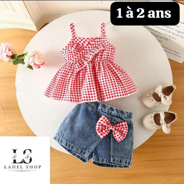 Set d'été à carreaux enfant