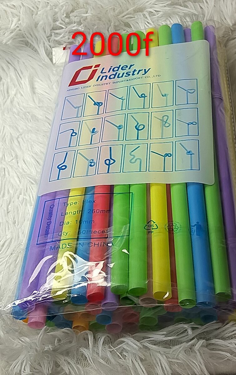 Pailles Multicolores Flexibles