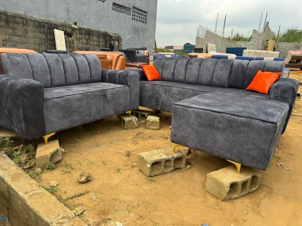 Canapé d'angle en tissu gris